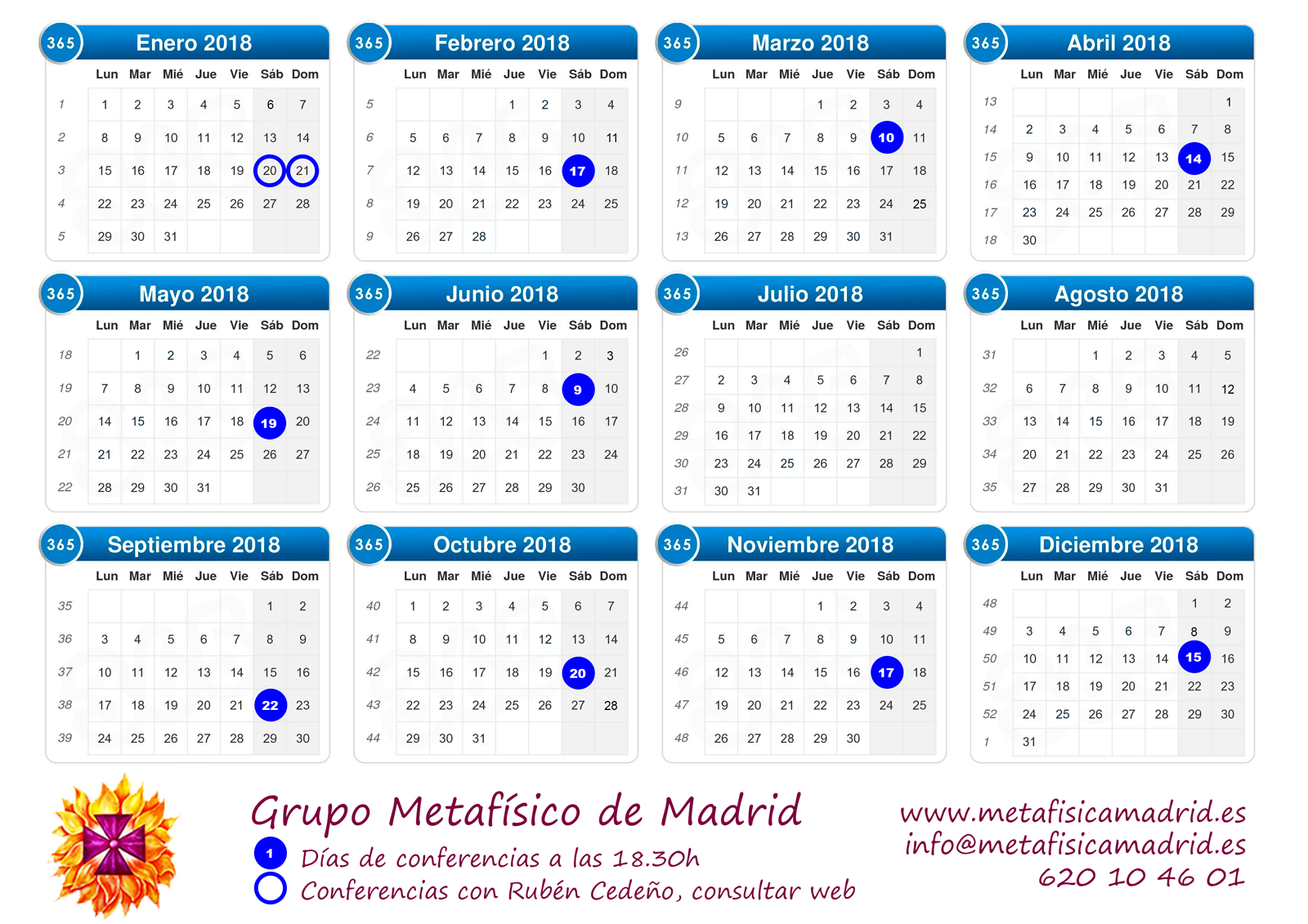 calendario conferencias 2018 grupo metafisico de madrid