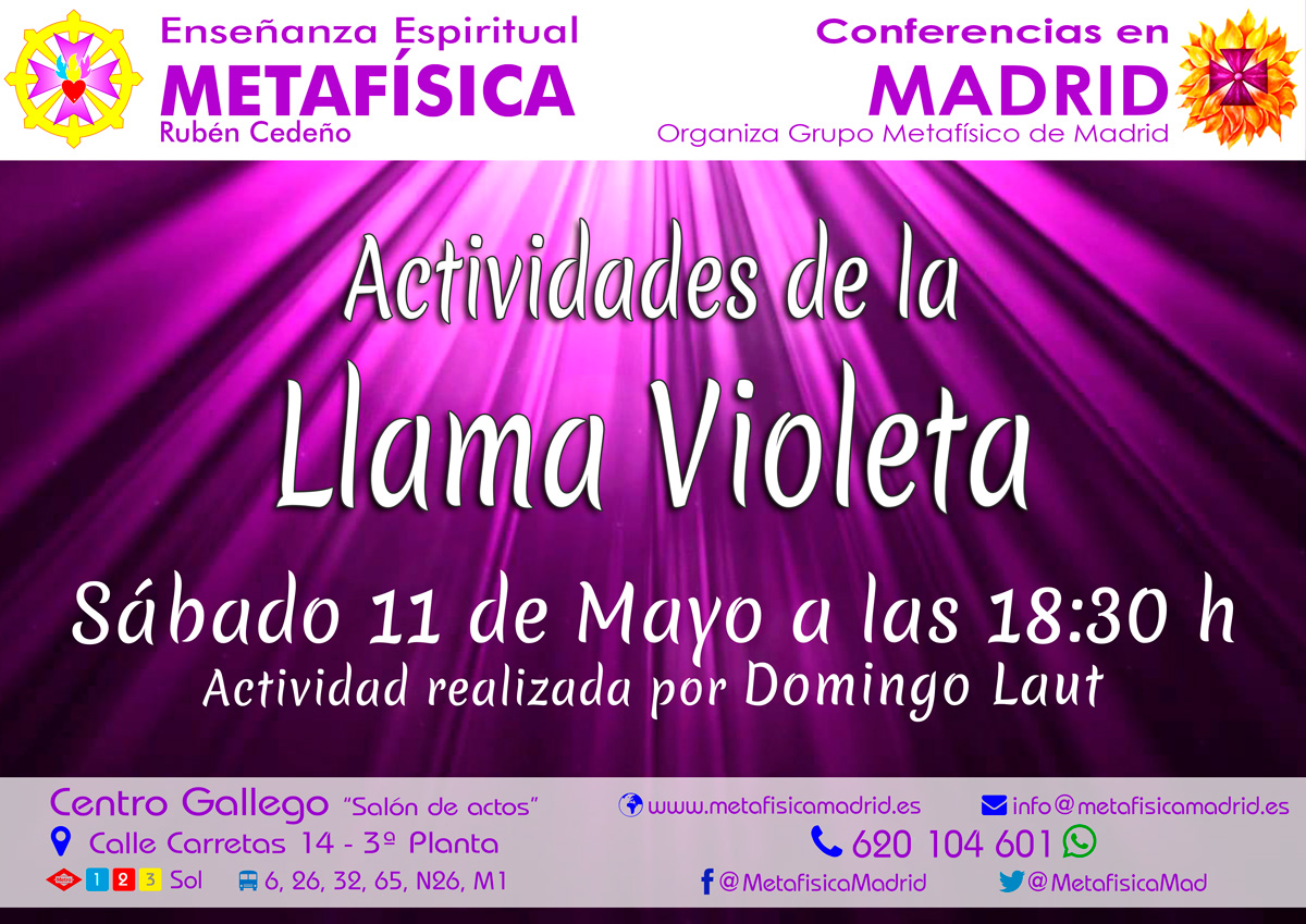 conferencia actividades llama violeta 11 mayo 18 30 horas centro gallego grupo metafisico de madrid