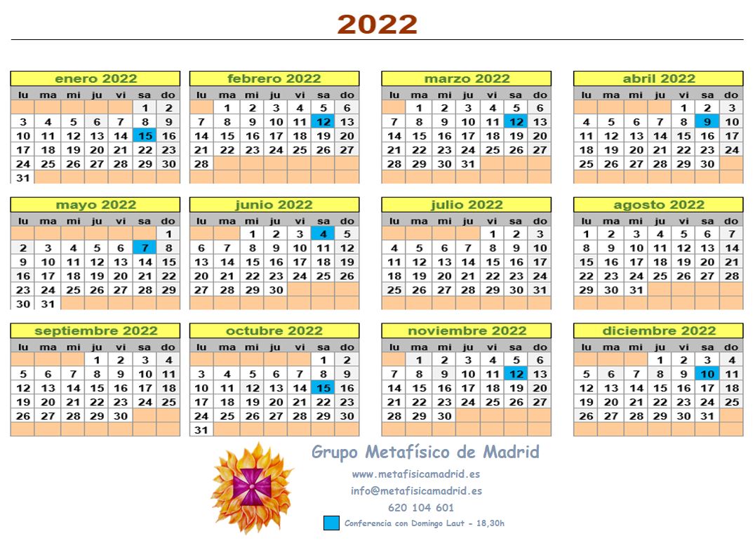 calendario conferencias metafisica madrid 2022
