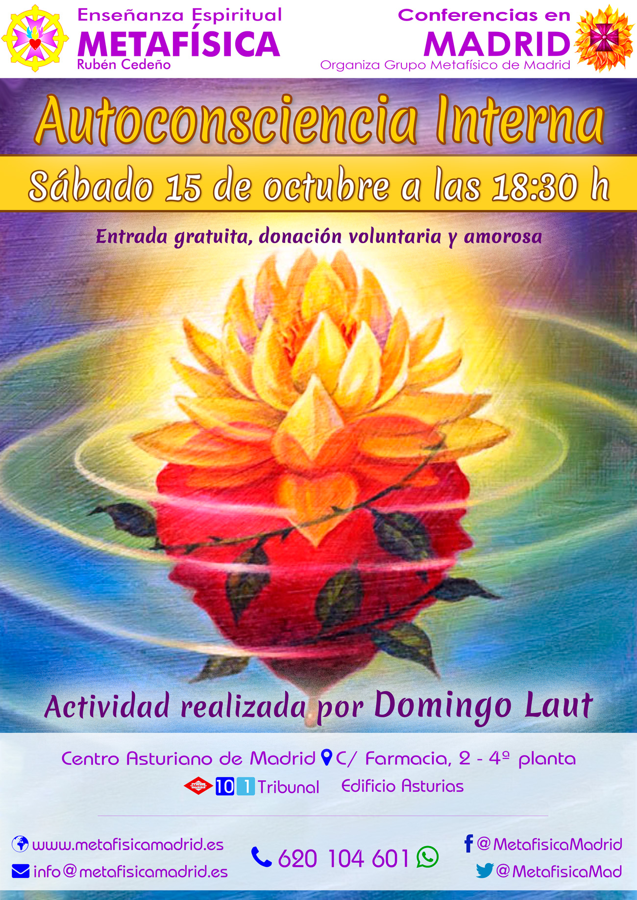conferencia autoconsciencia interna 15 octubre 2022 18 30 horas centro asturiano grupo metafisica madrid