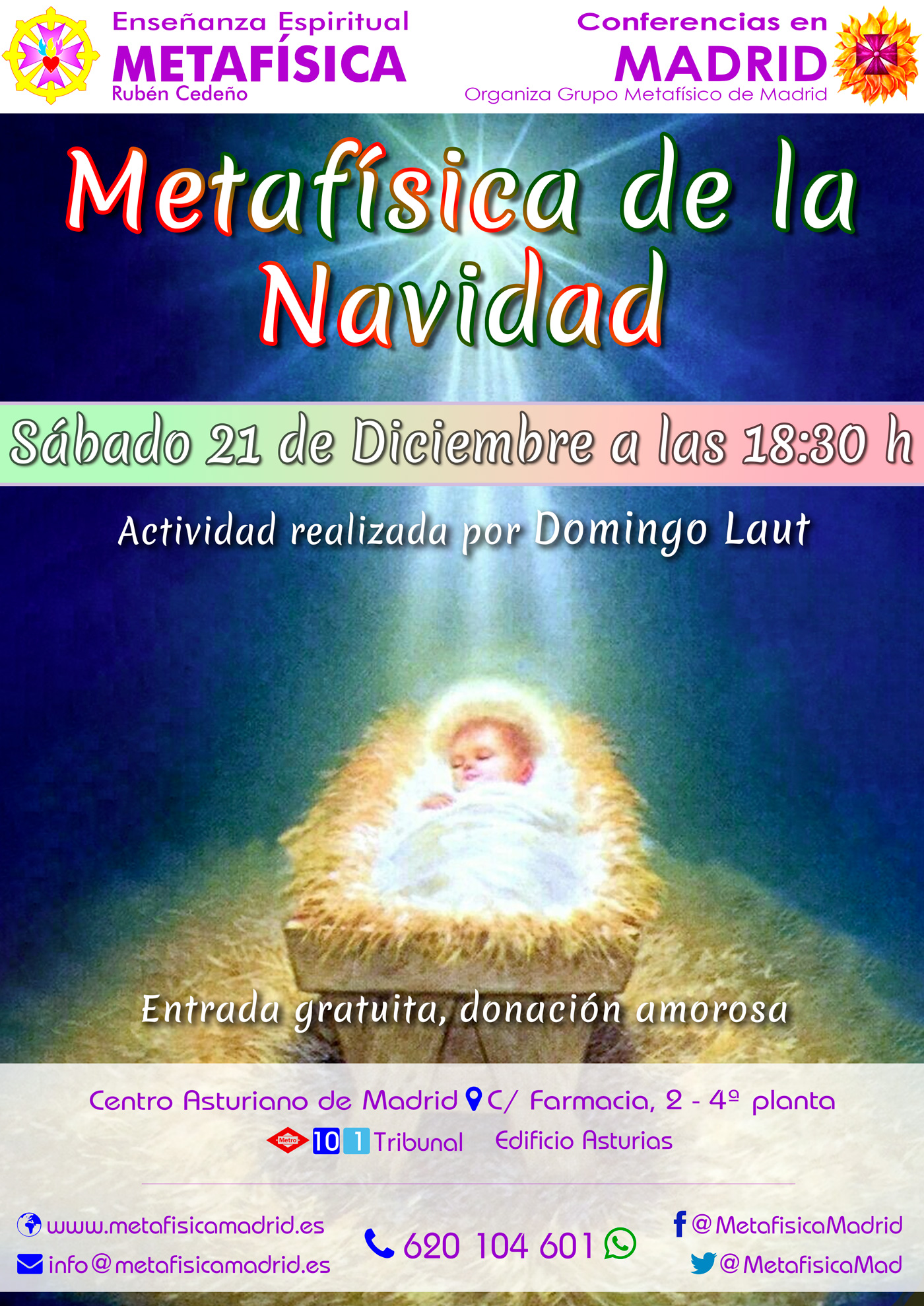 conferencia metafisica de la navidad 21 diciembre 2024 18 30 horas centro asturiano grupo metafisica madrid